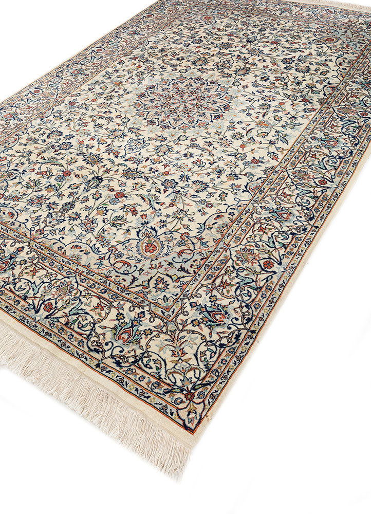 aalam beige and brown wool hand knotted Rug - FloorShot
