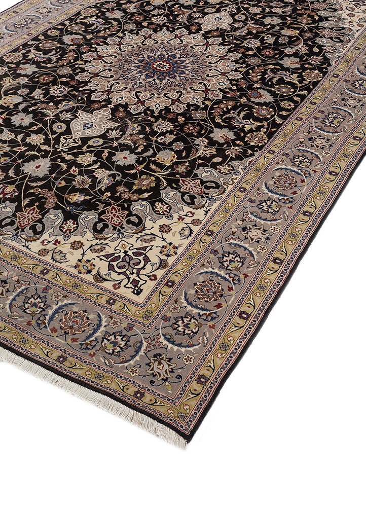 aalam ivory wool and silk hand knotted Rug - FloorShot
