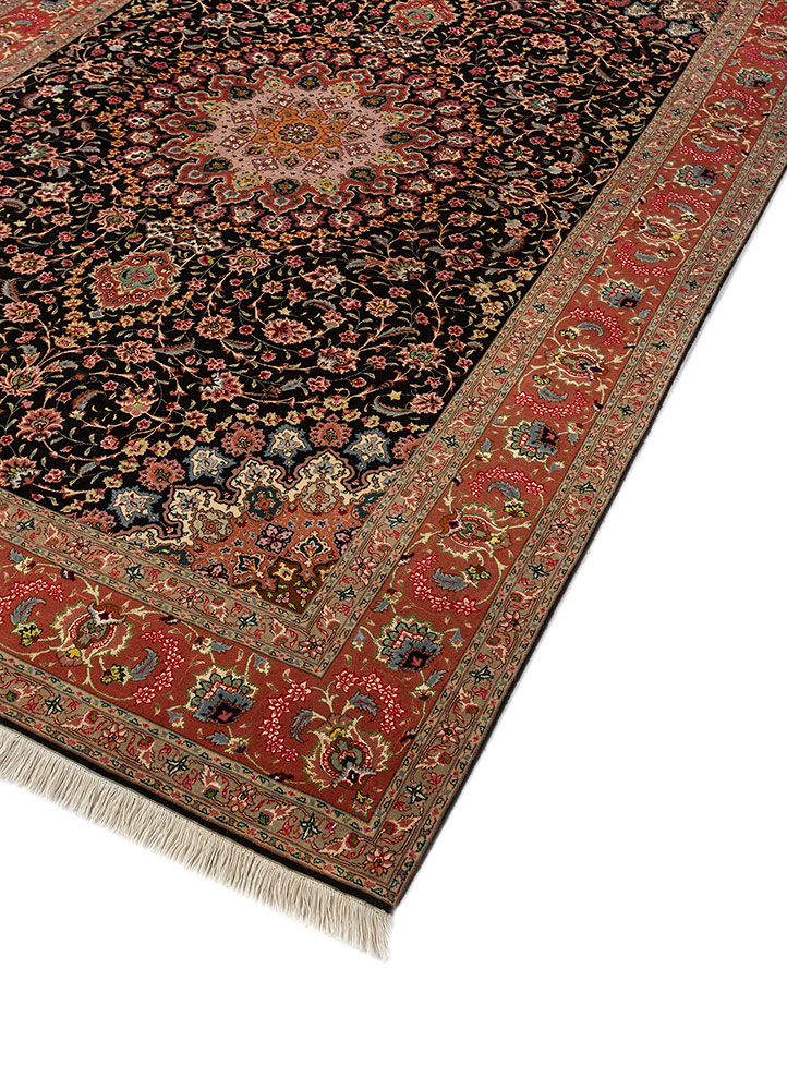 aalam grey and black wool and silk hand knotted Rug - FloorShot