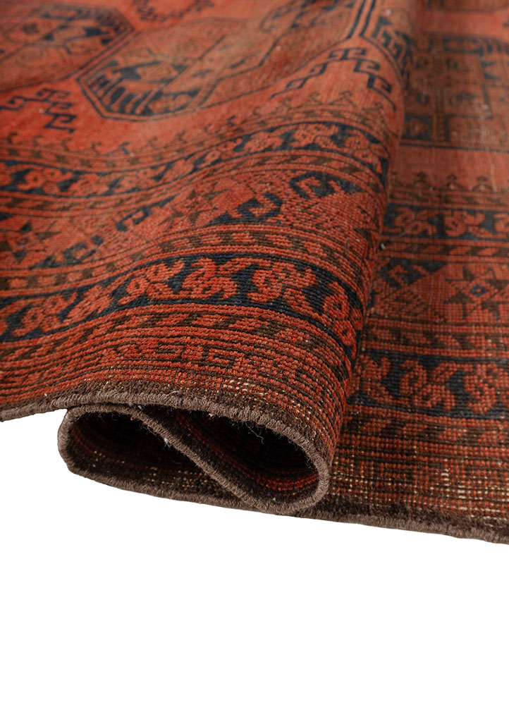 kiaan red and orange wool hand knotted Rug - FloorShot