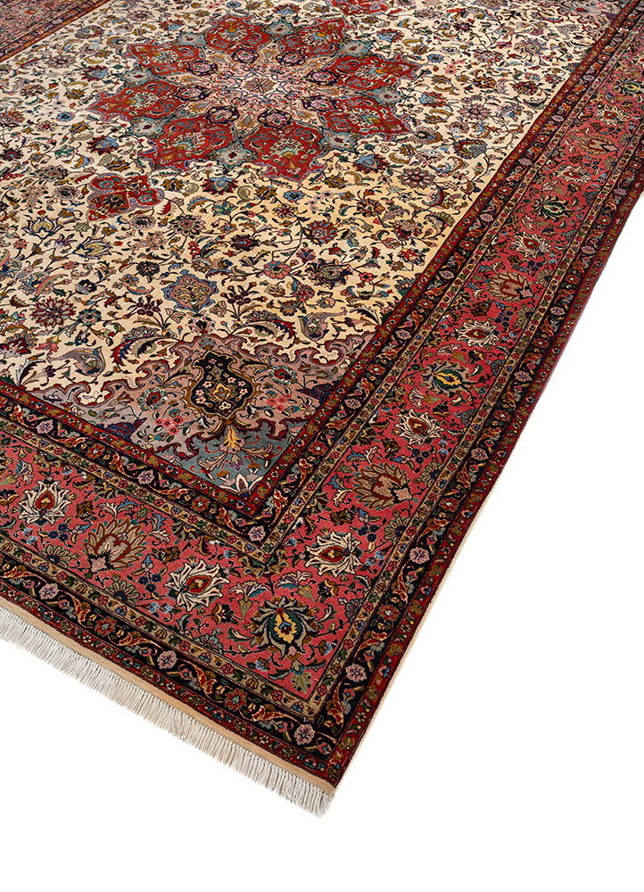 aalam gold wool and silk hand knotted Rug - FloorShot