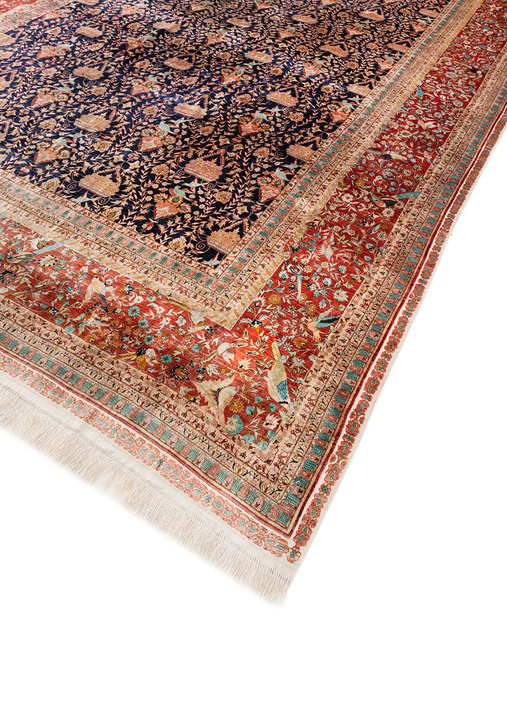 gulmarg blue silk hand knotted Rug - FloorShot