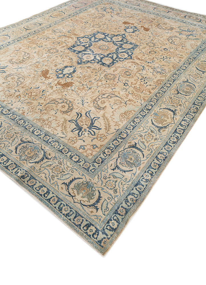 aalam green wool hand knotted Rug - FloorShot