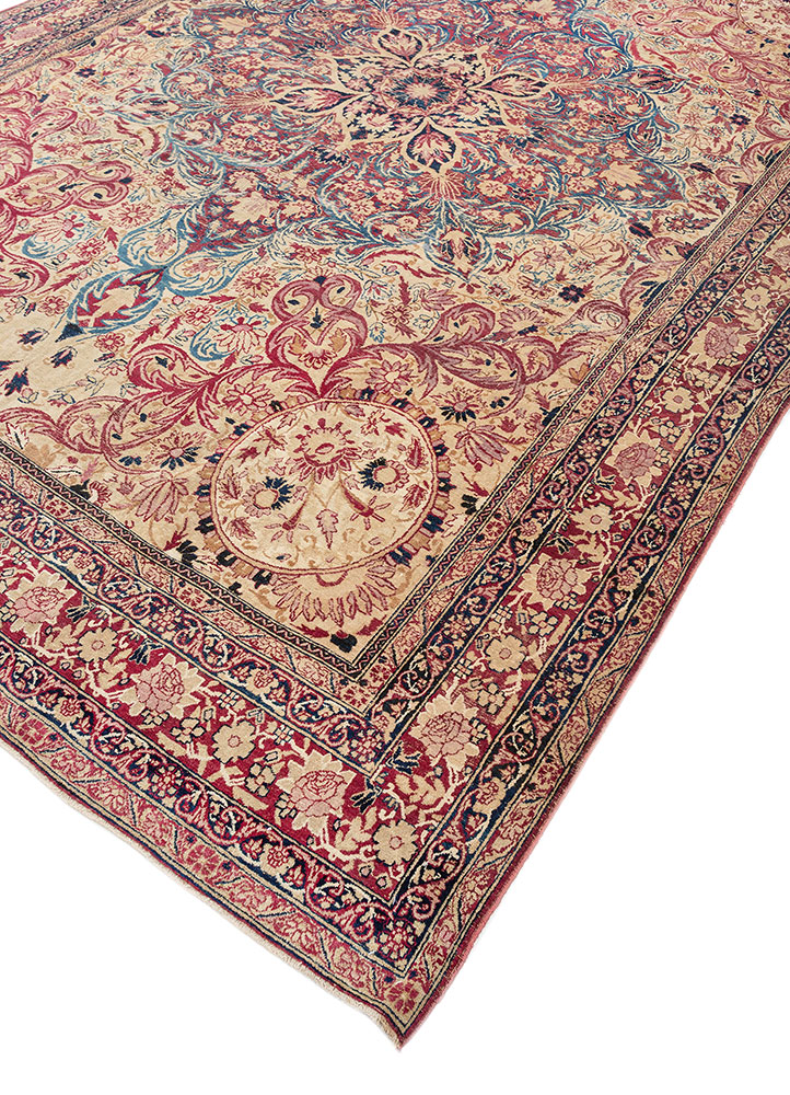 aalam pink and purple wool hand knotted Rug - FloorShot
