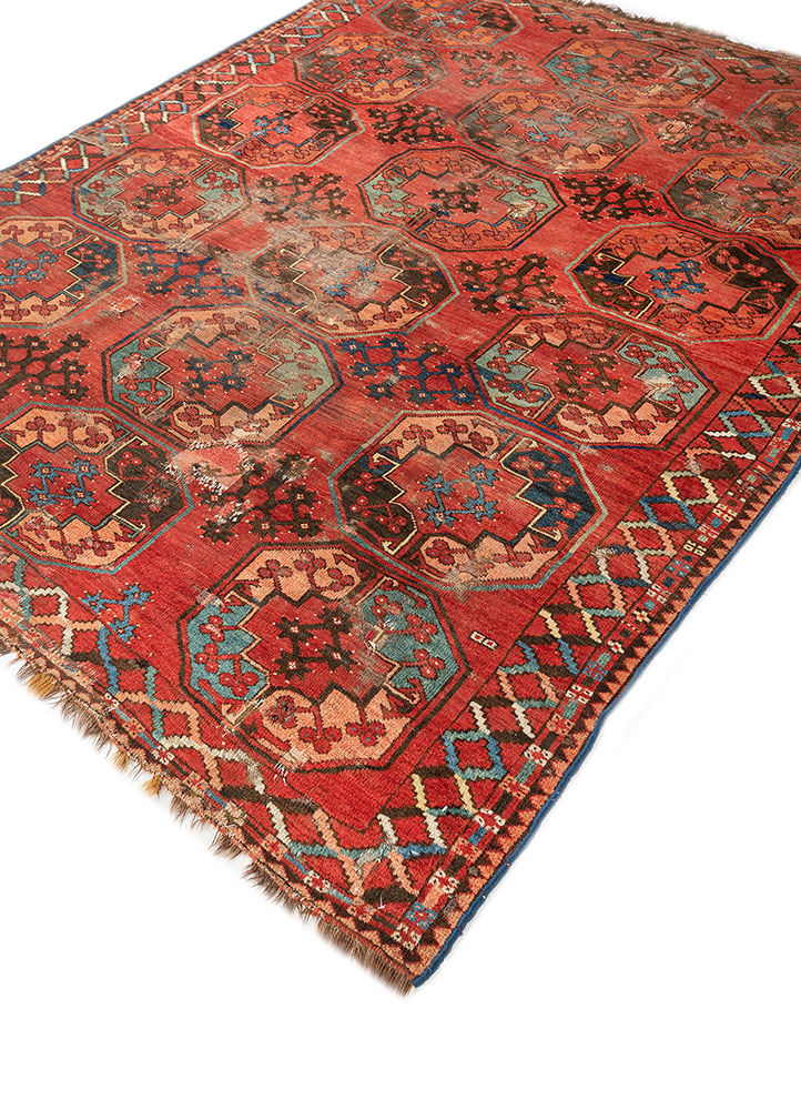 kiaan red and orange wool hand knotted Rug - FloorShot