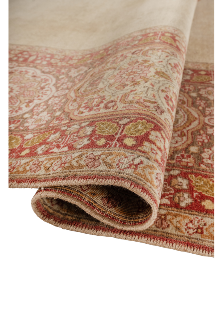 aalam red and orange wool hand knotted Rug - FloorShot