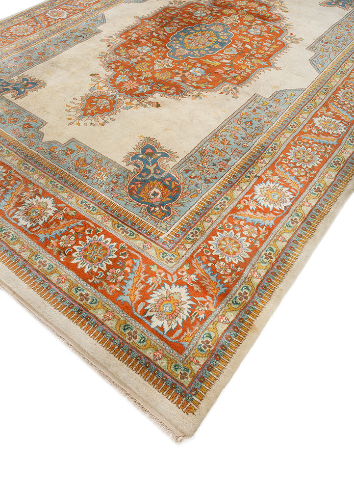 aalam red and orange wool hand knotted Rug - FloorShot