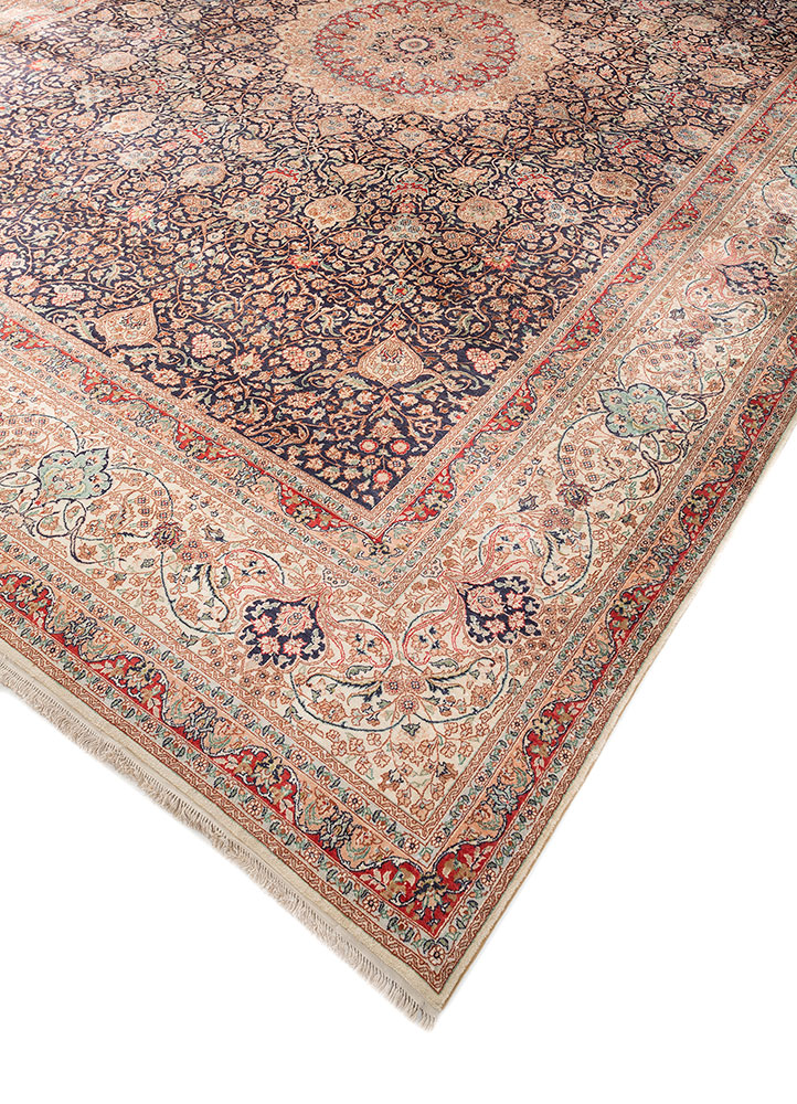 gulmarg pink and purple silk hand knotted Rug - FloorShot