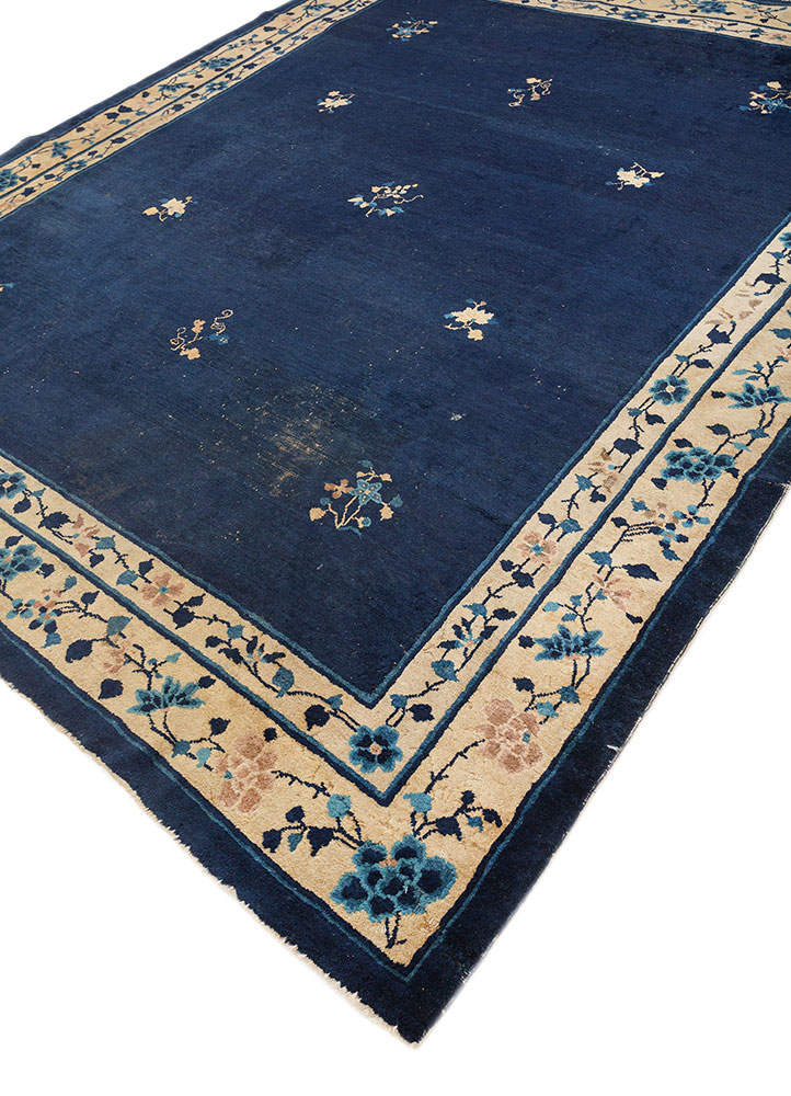 pechino blue wool hand knotted Rug - FloorShot