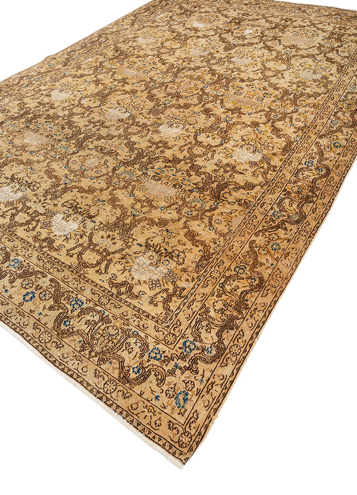 aalam red and orange wool hand knotted Rug - FloorShot