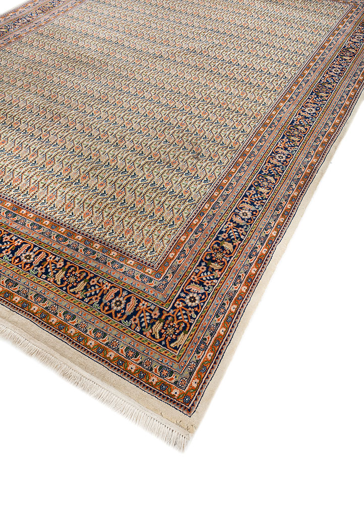 aalam blue wool hand knotted Rug - FloorShot