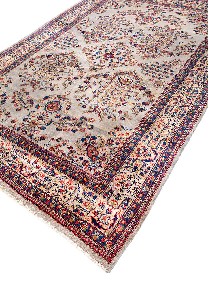 aalam blue wool hand knotted Rug - FloorShot
