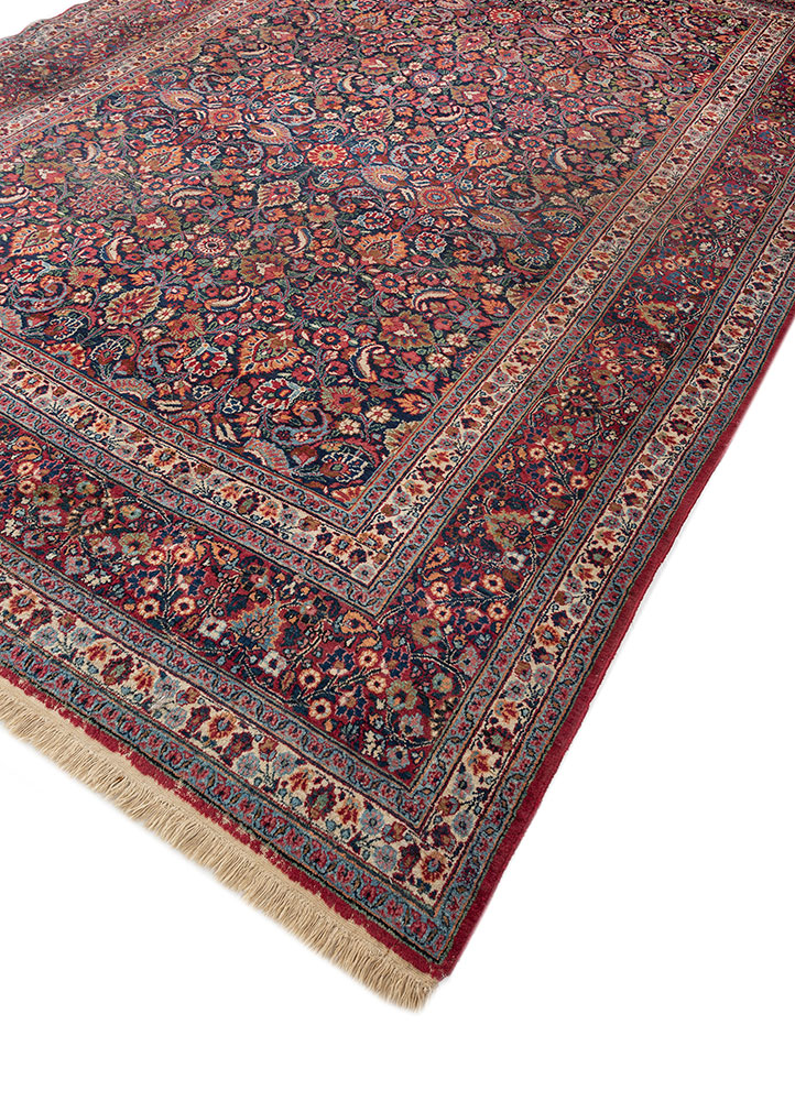aalam blue wool hand knotted Rug - FloorShot