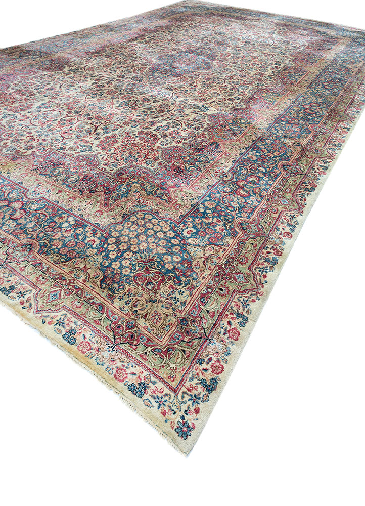 aalam ivory wool hand knotted Rug - FloorShot