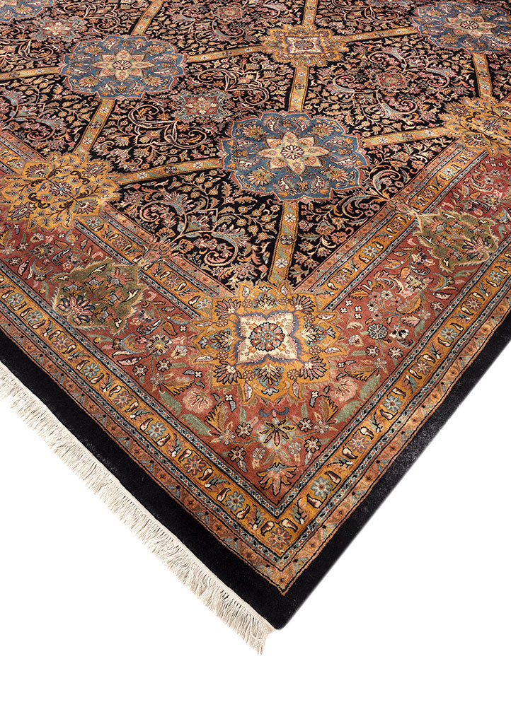 aalam beige and brown wool hand knotted Rug - FloorShot