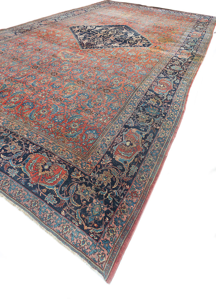 aalam blue wool hand knotted Rug - FloorShot