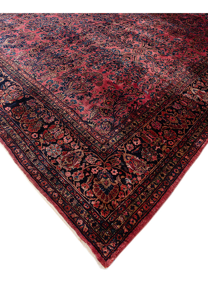 aalam red and orange wool hand knotted Rug - FloorShot