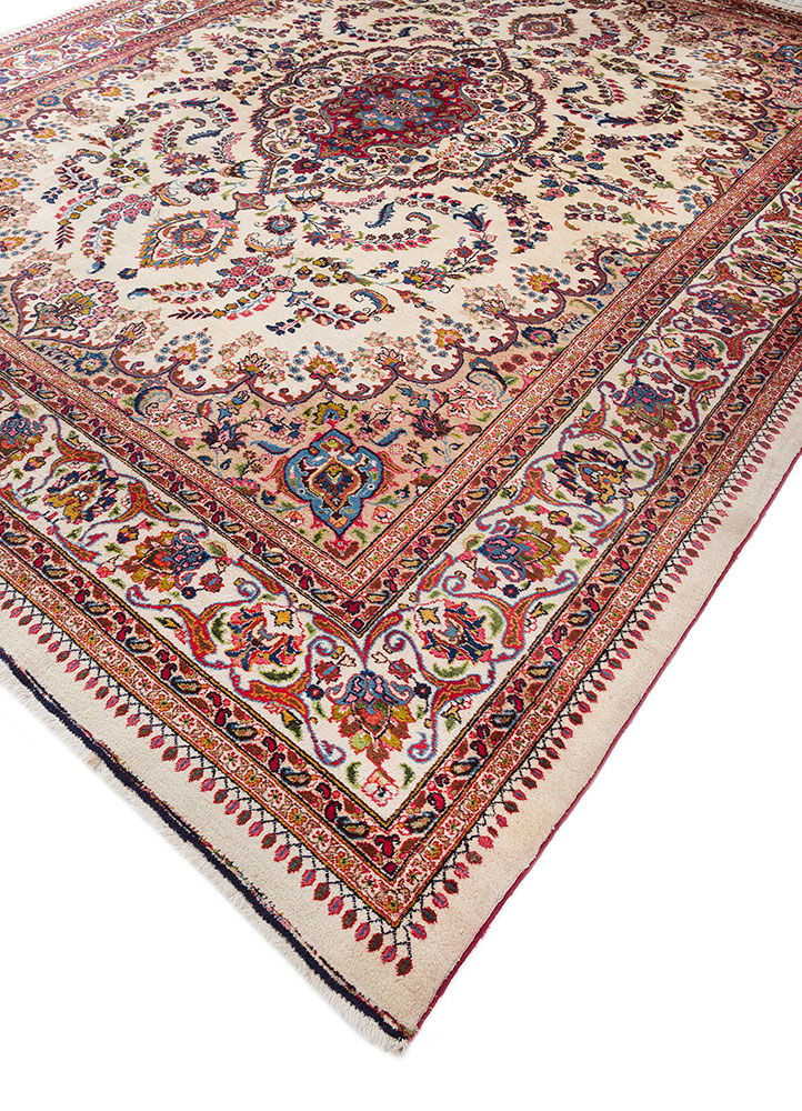 aalam red and orange wool hand knotted Rug - FloorShot