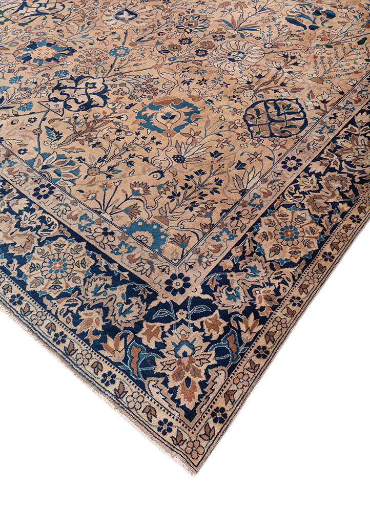 aalam blue wool hand knotted Rug - FloorShot