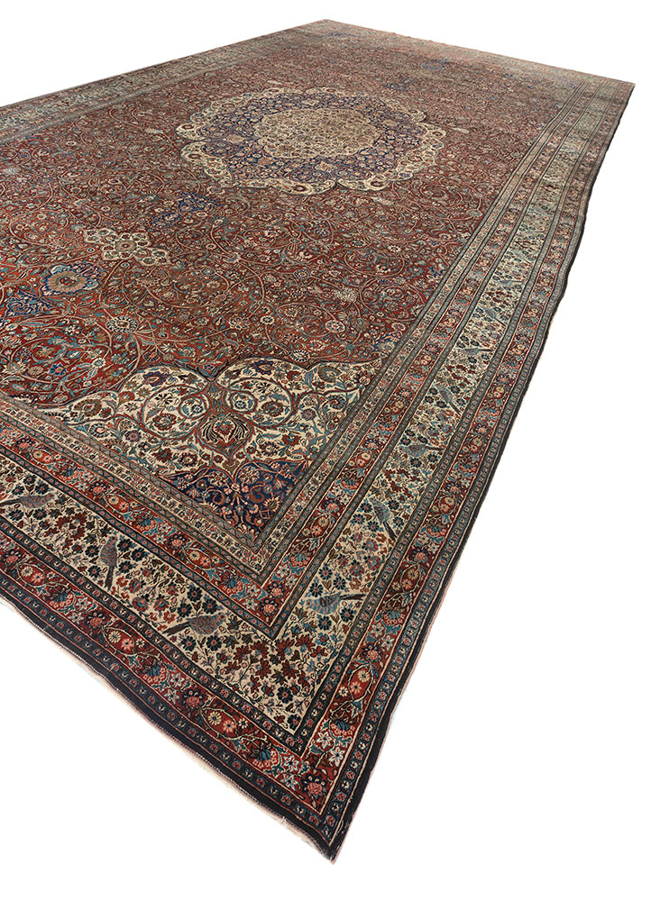 aalam green wool hand knotted Rug - FloorShot