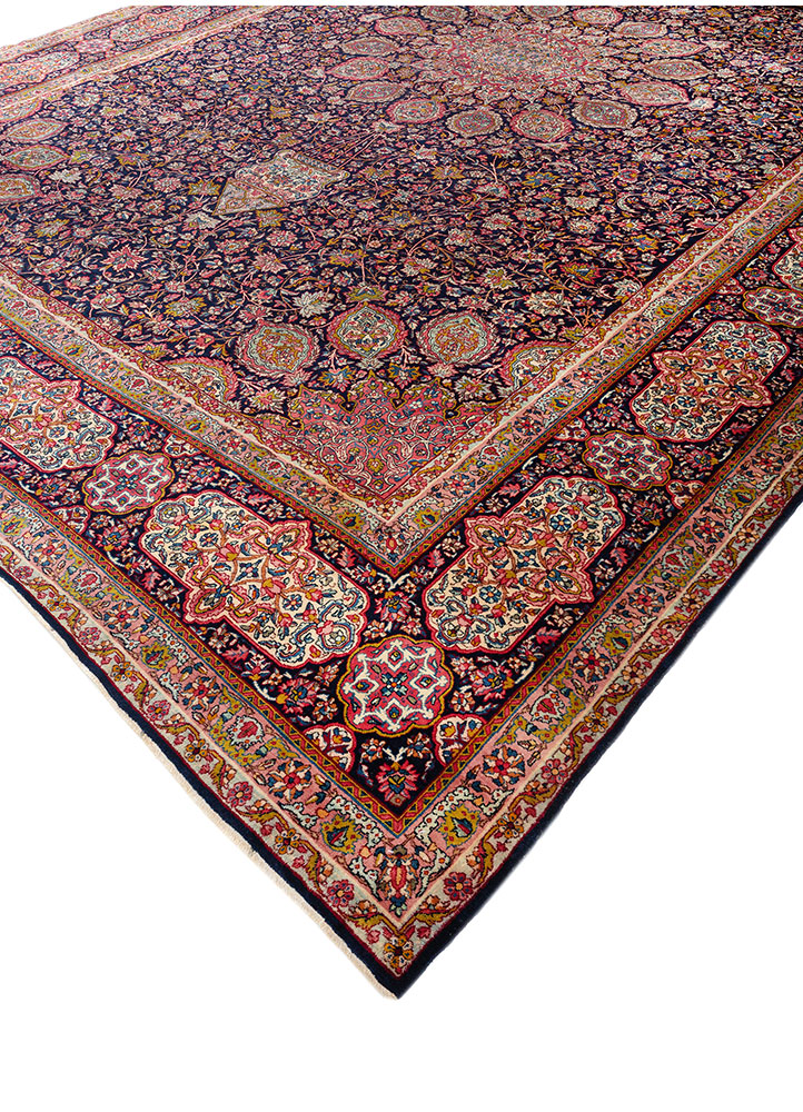 aalam blue wool hand knotted Rug - FloorShot