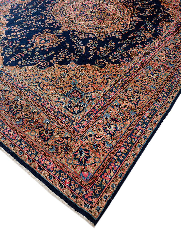 aalam blue wool hand knotted Rug - FloorShot