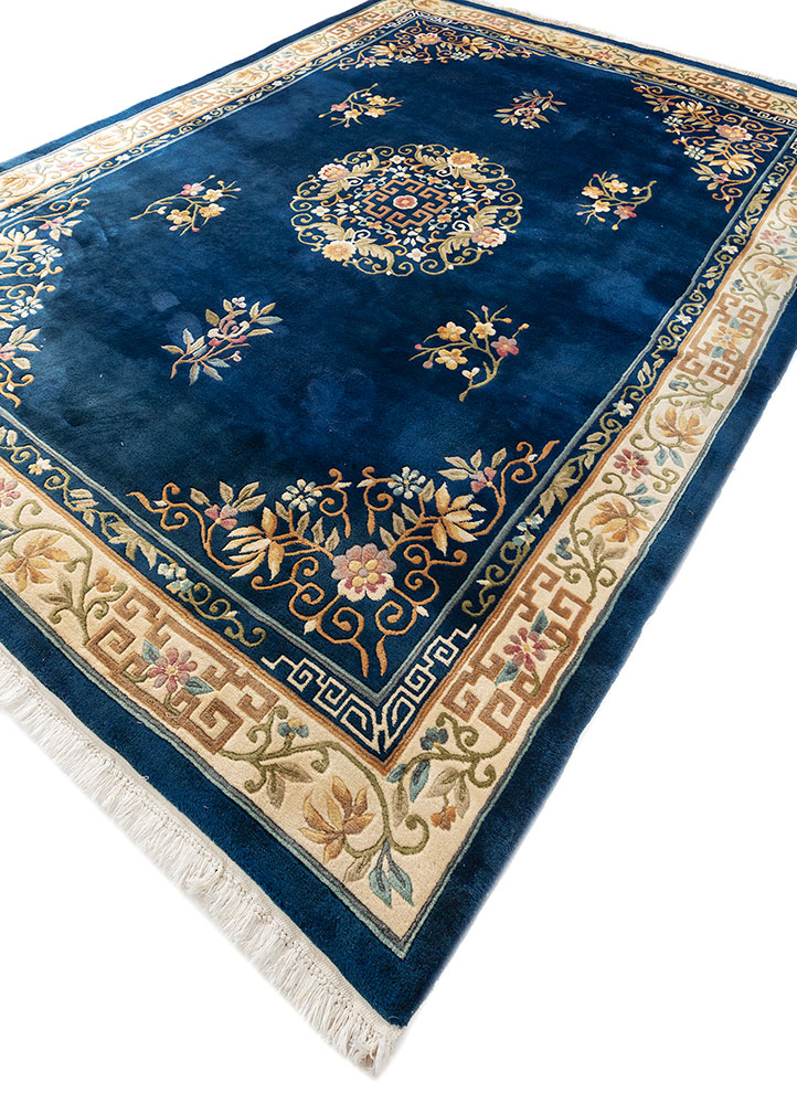 pechino red and orange wool hand knotted Rug - FloorShot