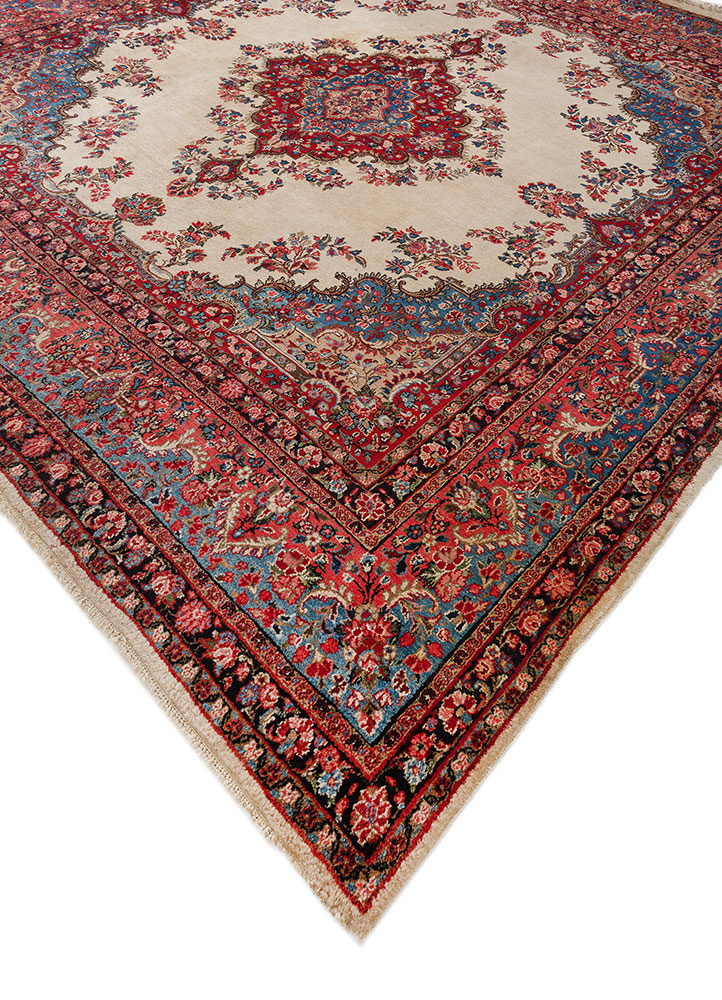 aalam red and orange wool hand knotted Rug - FloorShot