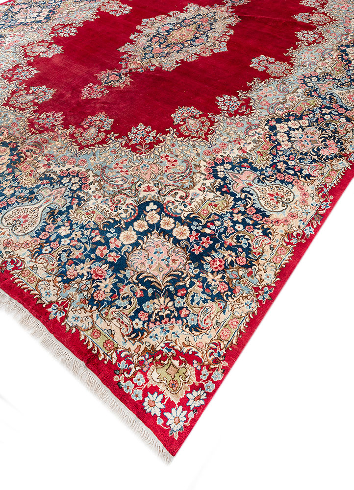 aalam blue wool hand knotted Rug - FloorShot