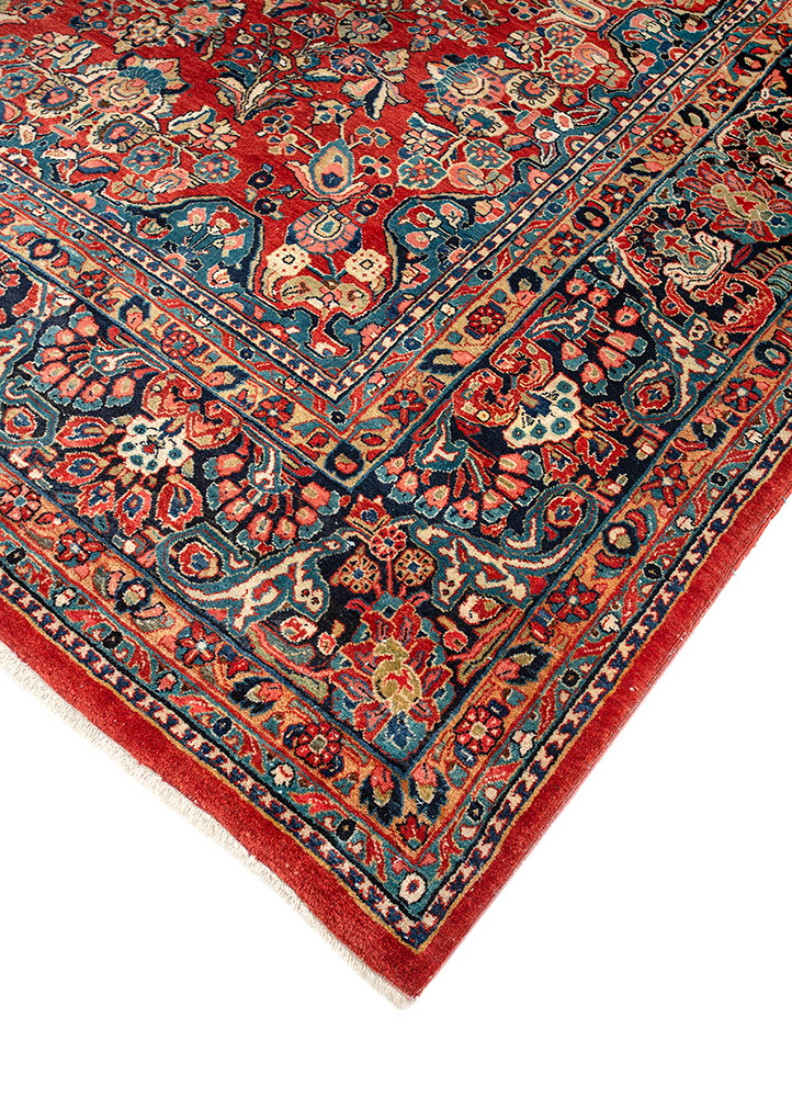 aalam blue wool hand knotted Rug - FloorShot