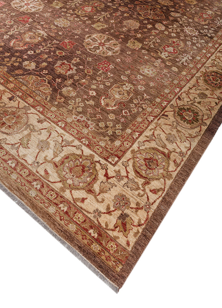 aalam red and orange wool hand knotted Rug - FloorShot