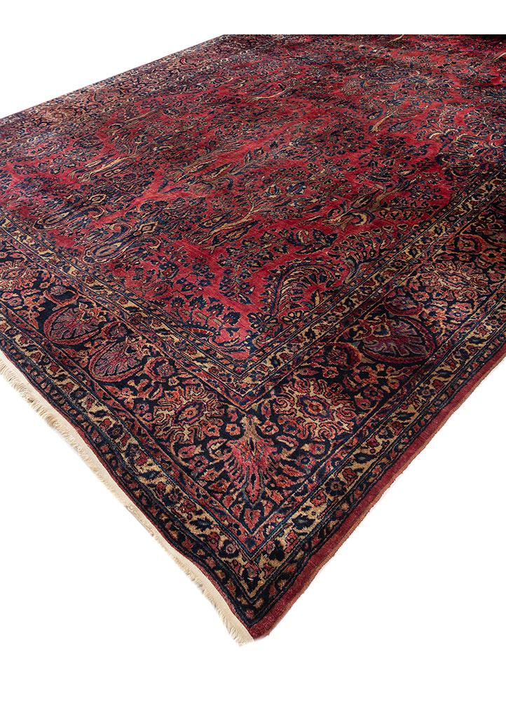 aalam blue wool hand knotted Rug - FloorShot