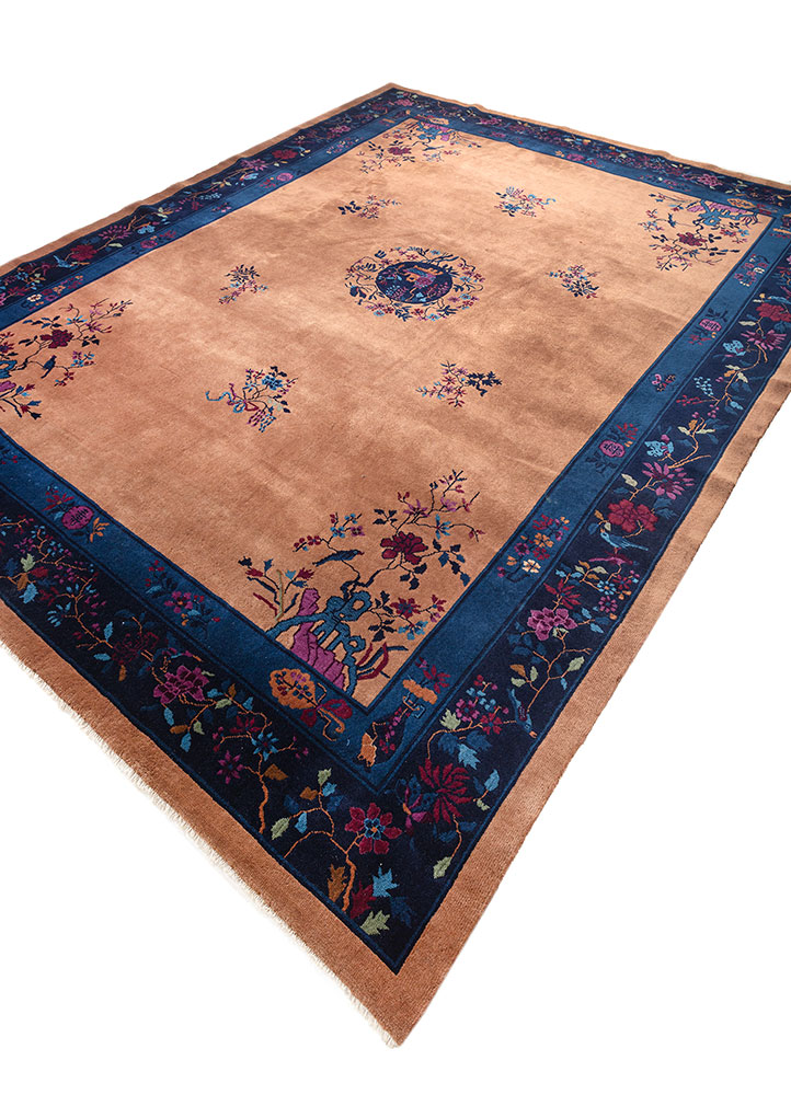 pechino beige and brown wool hand knotted Rug - FloorShot