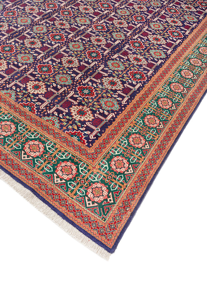 aalam blue wool hand knotted Rug - FloorShot
