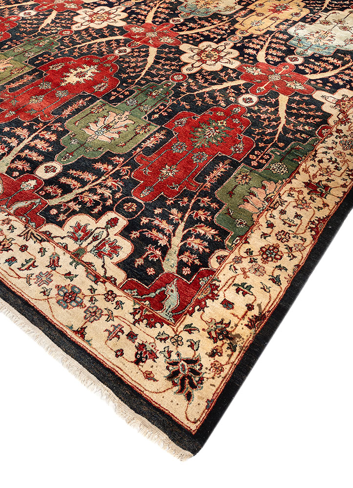 aalam red and orange wool hand knotted Rug - FloorShot