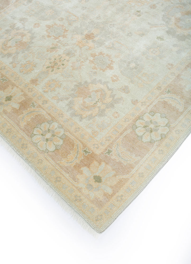 aalam beige and brown wool hand knotted Rug - FloorShot