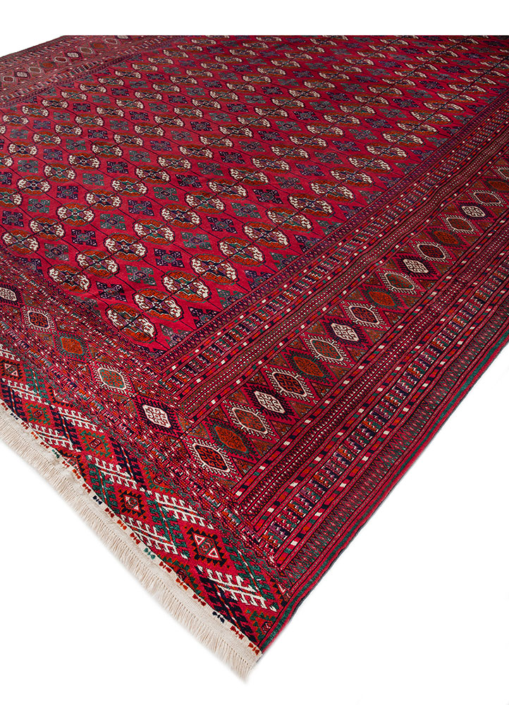 kiaan red and orange wool hand knotted Rug - FloorShot