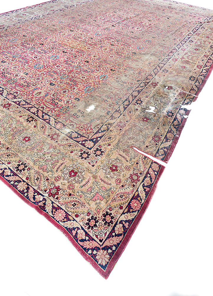 aalam pink and purple wool hand knotted Rug - FloorShot