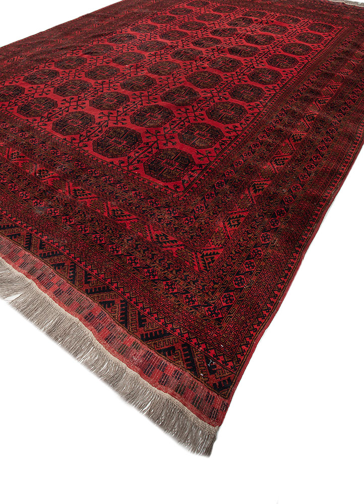 kiaan red and orange wool hand knotted Rug - FloorShot