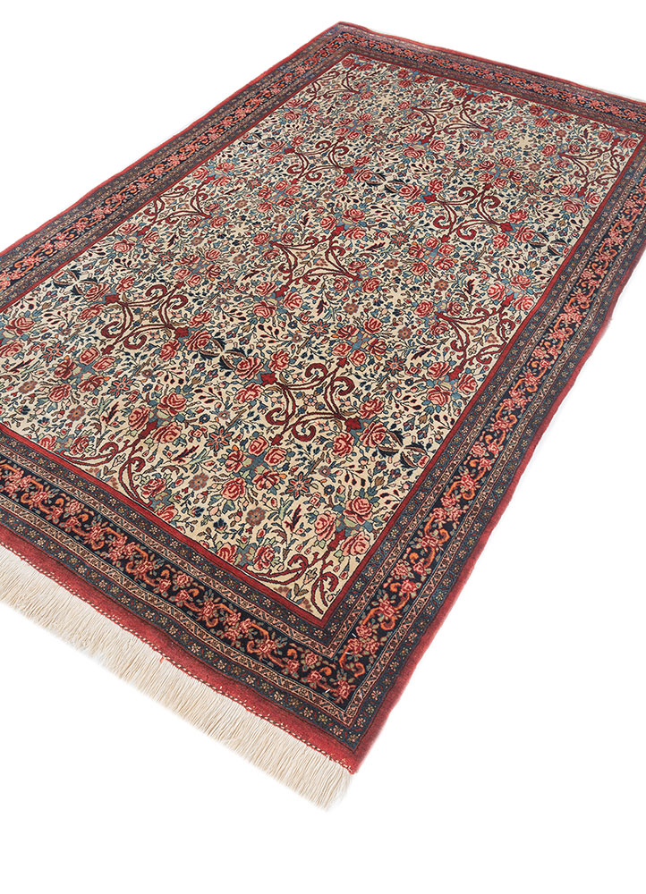 aalam red and orange wool hand knotted Rug - FloorShot