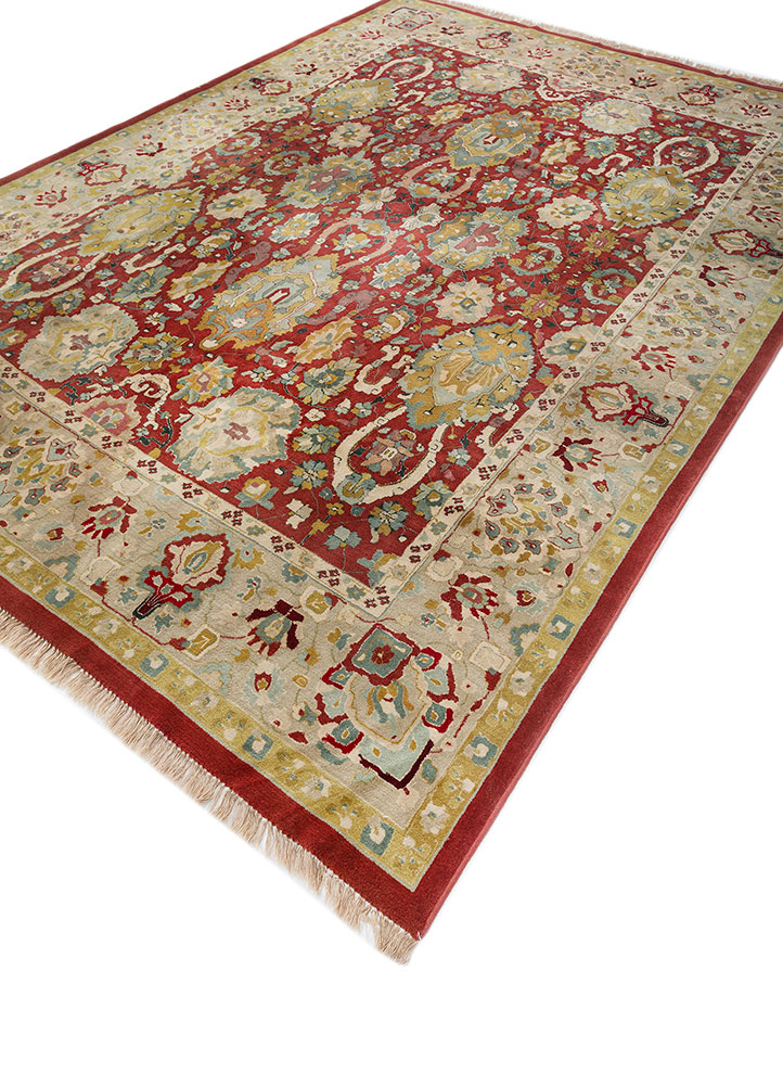 aalam green wool hand knotted Rug - FloorShot