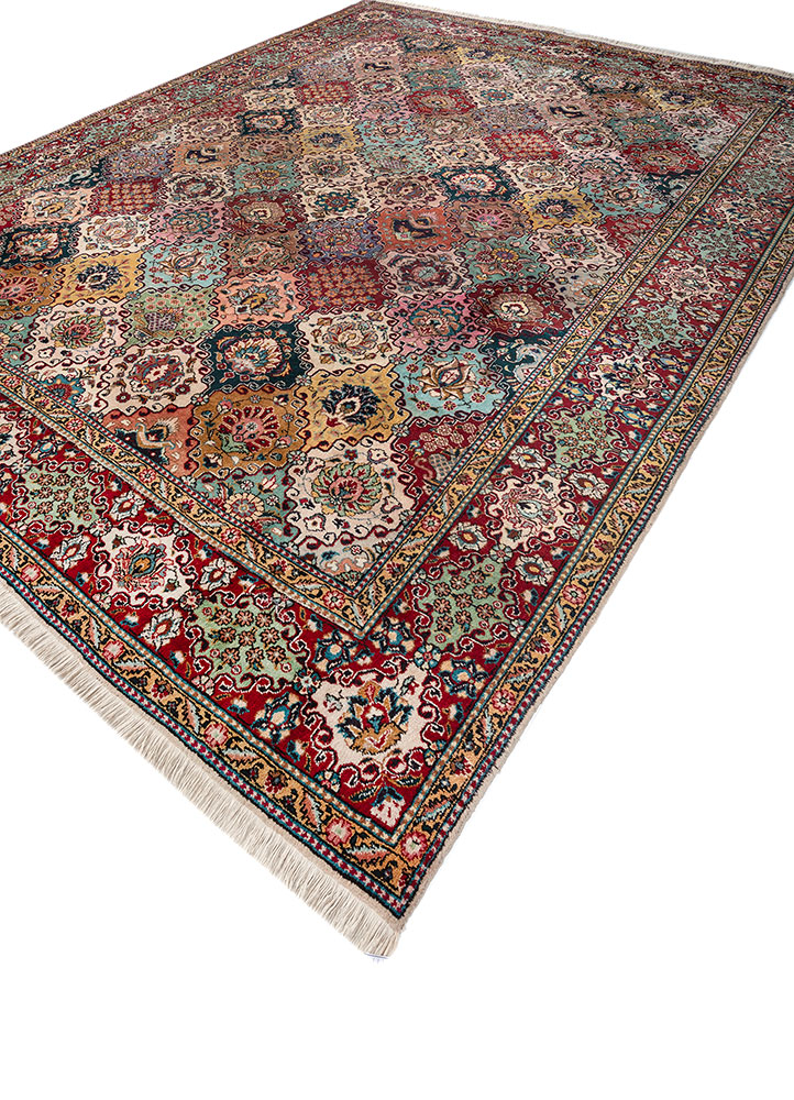 aalam red and orange wool hand knotted Rug - FloorShot