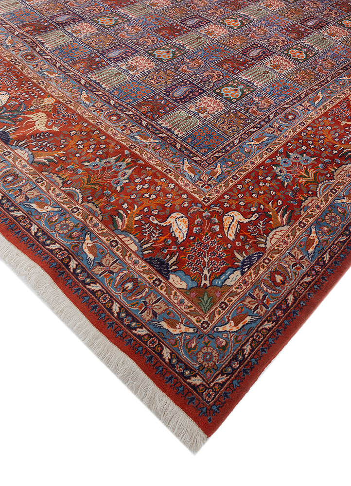 aalam red and orange wool hand knotted Rug - FloorShot