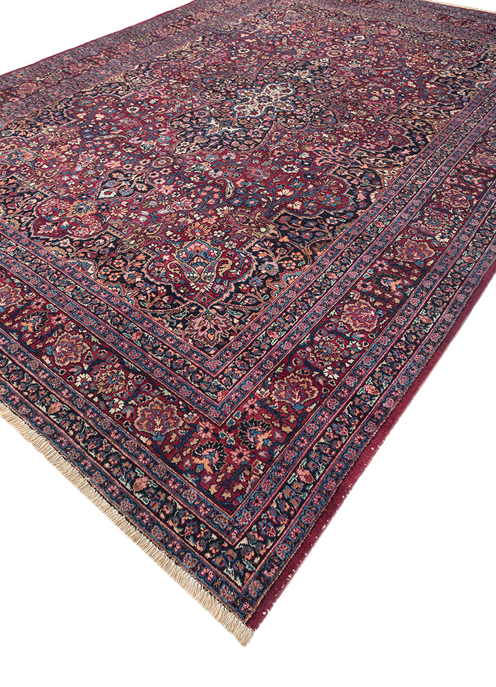 aalam blue wool hand knotted Rug - FloorShot