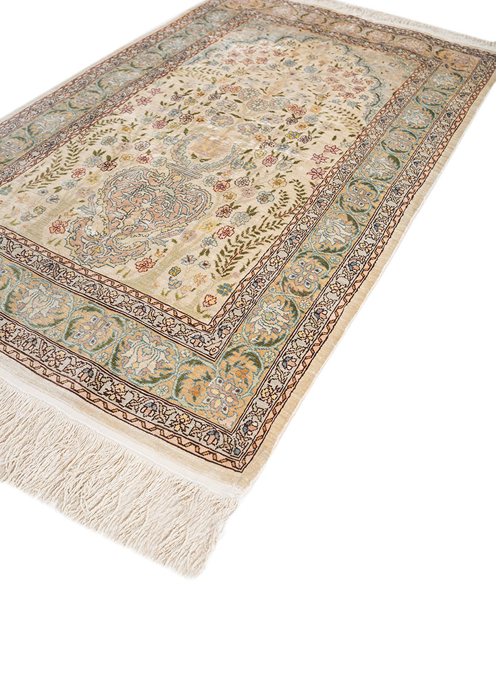 gulmarg green silk hand knotted Rug - FloorShot