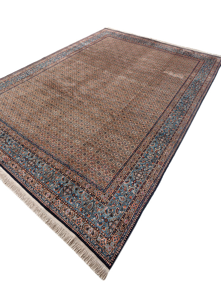 aalam blue wool hand knotted Rug - FloorShot