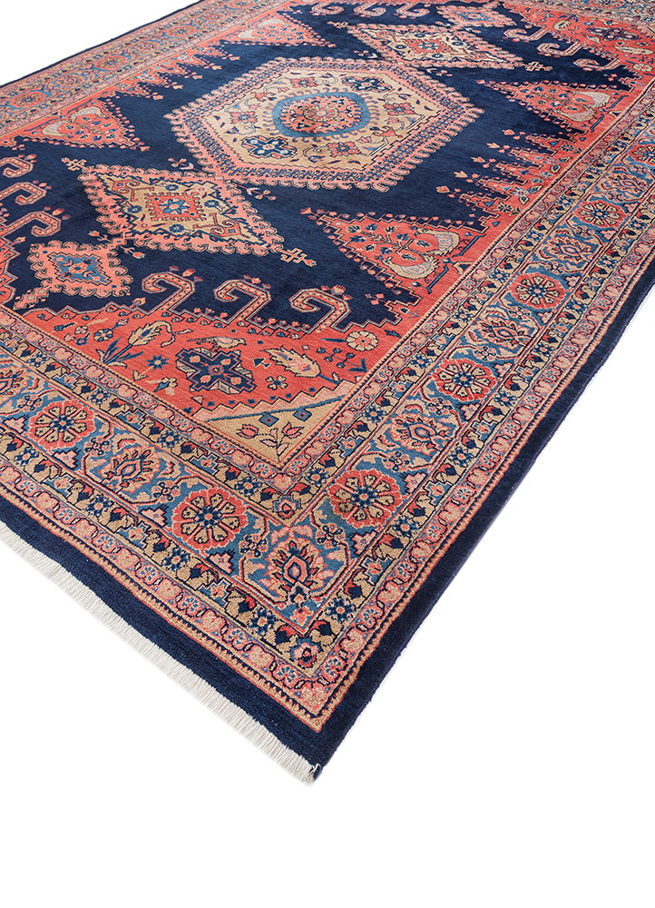 aalam blue wool hand knotted Rug - FloorShot