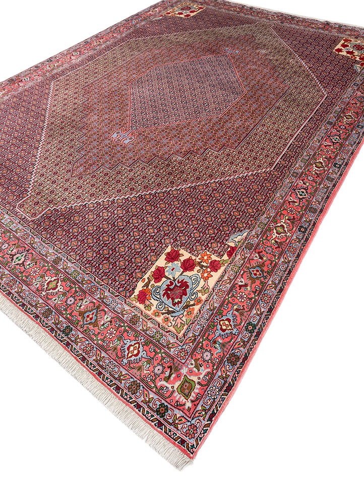 aalam red and orange wool hand knotted Rug - FloorShot