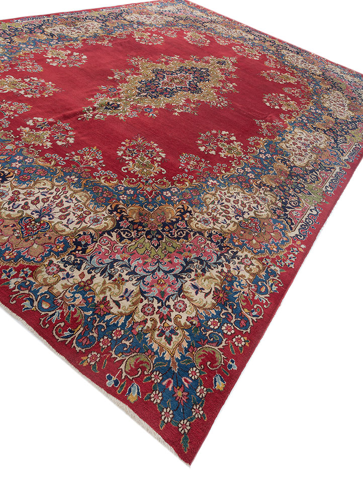 aalam pink and purple wool hand knotted Rug - FloorShot