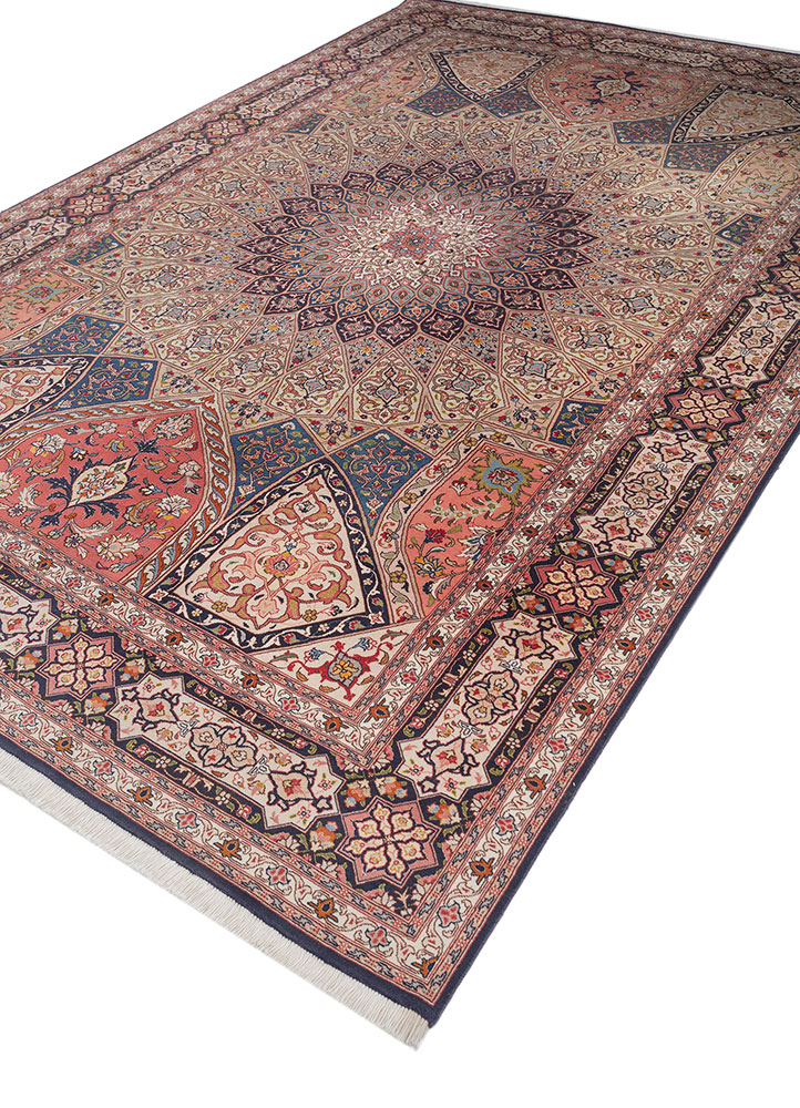 aalam blue wool hand knotted Rug - FloorShot